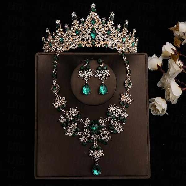 Bride Headwear Baroque Crown Grand Wedding Three Piece Set Wedding Dress Accessories Princess Birthday Crown Hair Accessories Bride Headwear Baroque Crown Grand Wedding Three Piece Set Wedding Dress Accessories Princess Birthday Crown Hair Accessories