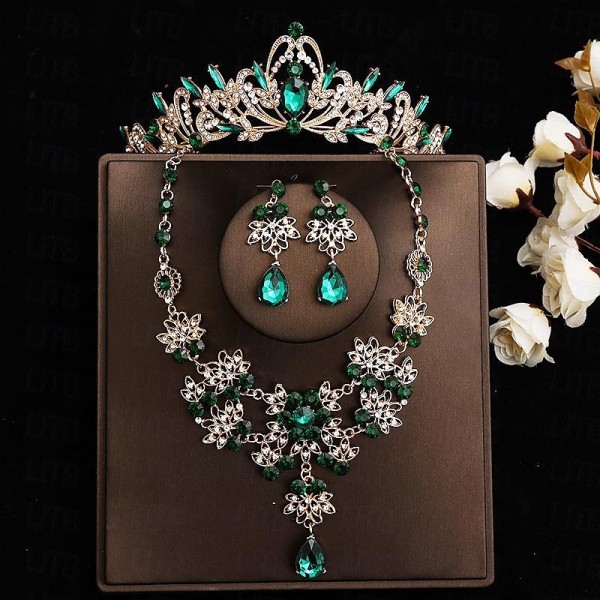 Bride Headwear Baroque Crown Grand Wedding Three Piece Set Wedding Dress Accessories Princess Birthday Crown Hair Accessories Bride Headwear Baroque Crown Grand Wedding Three Piece Set Wedding Dress Accessories Princess Birthday Crown Hair Accessories