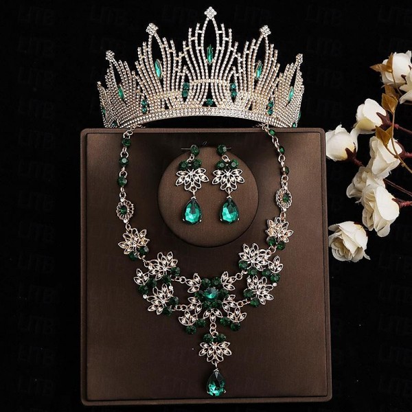 Bride Headwear Baroque Crown Grand Wedding Three Piece Set Wedding Dress Accessories Princess Birthday Crown Hair Accessories Bride Headwear Baroque Crown Grand Wedding Three Piece Set Wedding Dress Accessories Princess Birthday Crown Hair Accessories