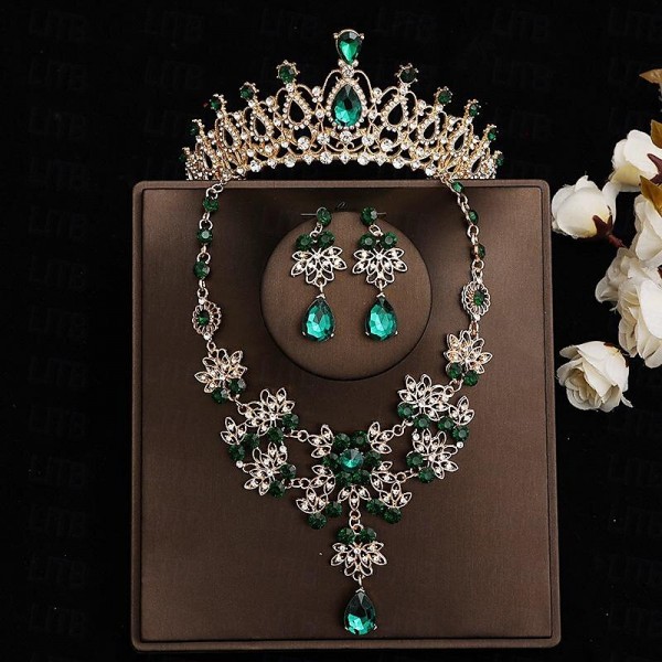 Bride Headwear Baroque Crown Grand Wedding Three Piece Set Wedding Dress Accessories Princess Birthday Crown Hair Accessories Bride Headwear Baroque Crown Grand Wedding Three Piece Set Wedding Dress Accessories Princess Birthday Crown Hair Accessories