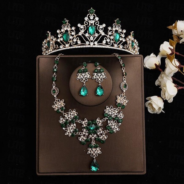 Bride Headwear Baroque Crown Grand Wedding Three Piece Set Wedding Dress Accessories Princess Birthday Crown Hair Accessories Bride Headwear Baroque Crown Grand Wedding Three Piece Set Wedding Dress Accessories Princess Birthday Crown Hair Accessories
