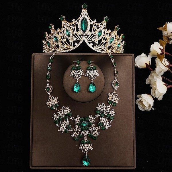 Bride Headwear Baroque Crown Grand Wedding Three Piece Set Wedding Dress Accessories Princess Birthday Crown Hair Accessories Bride Headwear Baroque Crown Grand Wedding Three Piece Set Wedding Dress Accessories Princess Birthday Crown Hair Accessories