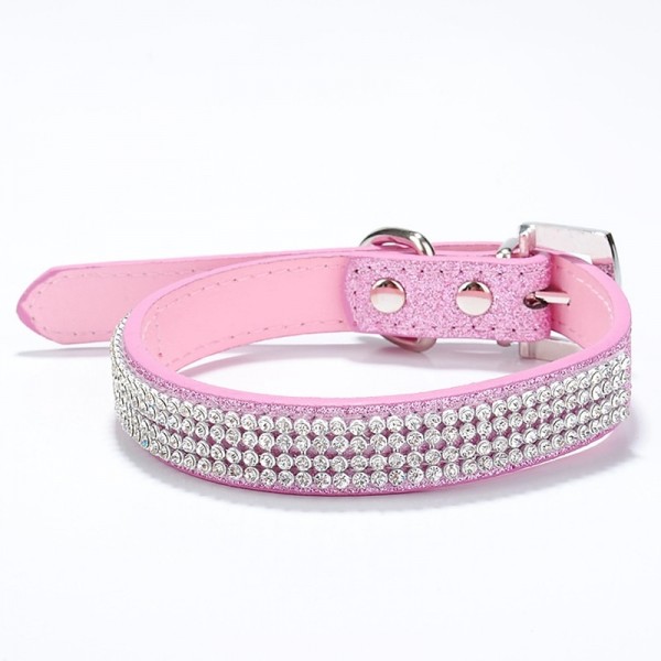 Dog Collar Adjustable / Retractable Rhinestone PU Leather Purple Red Blue Pink Black for Girl Dog Dog Collar Adjustable / Retractable Rhinestone PU Leather Purple Red Blue Pink Black for Girl Dog