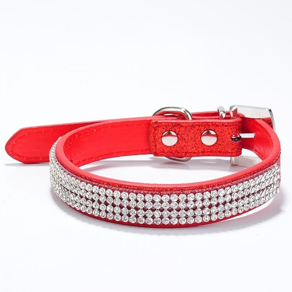 Dog Collar Adjustable / Retractable Rhinestone PU Leather Purple Red Blue Pink Black for Girl Dog Dog Collar Adjustable / Retractable Rhinestone PU Leather Purple Red Blue Pink Black for Girl Dog