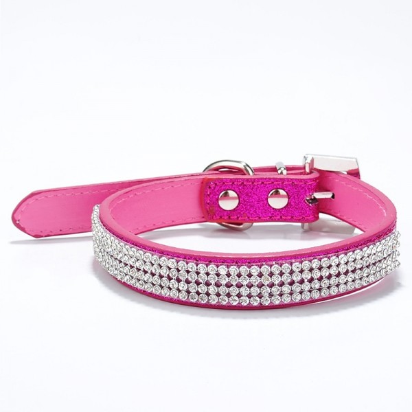 Dog Collar Adjustable / Retractable Rhinestone PU Leather Purple Red Blue Pink Black for Girl Dog Dog Collar Adjustable / Retractable Rhinestone PU Leather Purple Red Blue Pink Black for Girl Dog