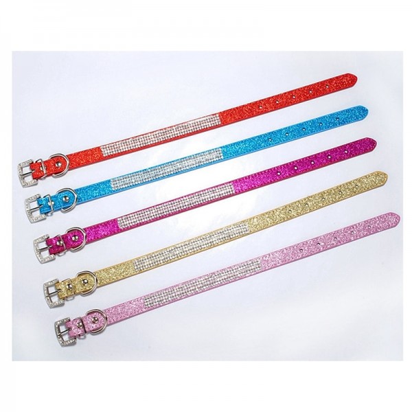 Dog Collar Adjustable / Retractable Rhinestone PU Leather Purple Red Blue Pink Black for Girl Dog Dog Collar Adjustable / Retractable Rhinestone PU Leather Purple Red Blue Pink Black for Girl Dog