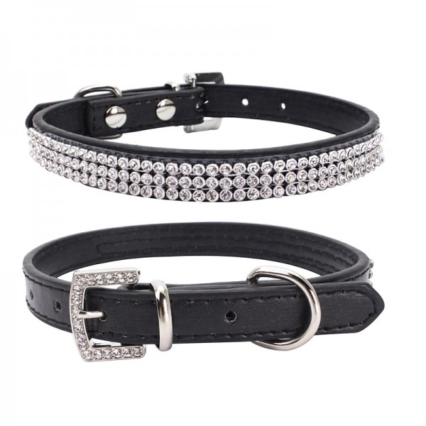 Dog Collar Adjustable / Retractable Rhinestone PU Leather Purple Red Blue Pink Black for Girl Dog Dog Collar Adjustable / Retractable Rhinestone PU Leather Purple Red Blue Pink Black for Girl Dog