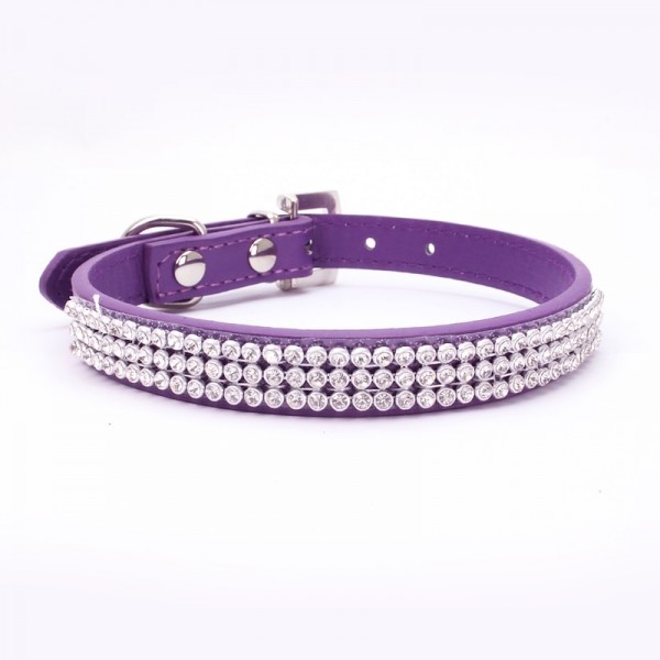 Dog Collar Adjustable / Retractable Rhinestone PU Leather Purple Red Blue Pink Black for Girl Dog Dog Collar Adjustable / Retractable Rhinestone PU Leather Purple Red Blue Pink Black for Girl Dog