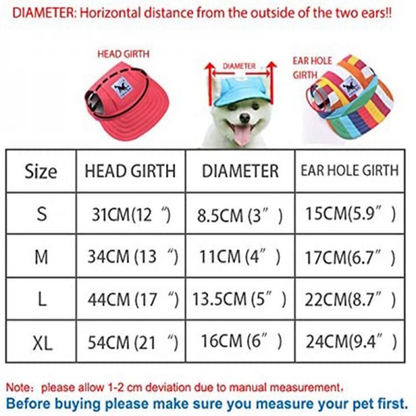 Dog Hat-Pet Baseball Cap/Dogs Sport Hat/Visor Cap with Ear Holes and Chin Strap for Small Dogs by Happy Hours (S ,M,L,XL ) Dog Hat-Pet Baseball Cap/Dogs Sport Hat/Visor Cap with Ear Holes and Chin Strap for Small Dogs by Happy Hours (S ,M,L,XL )
