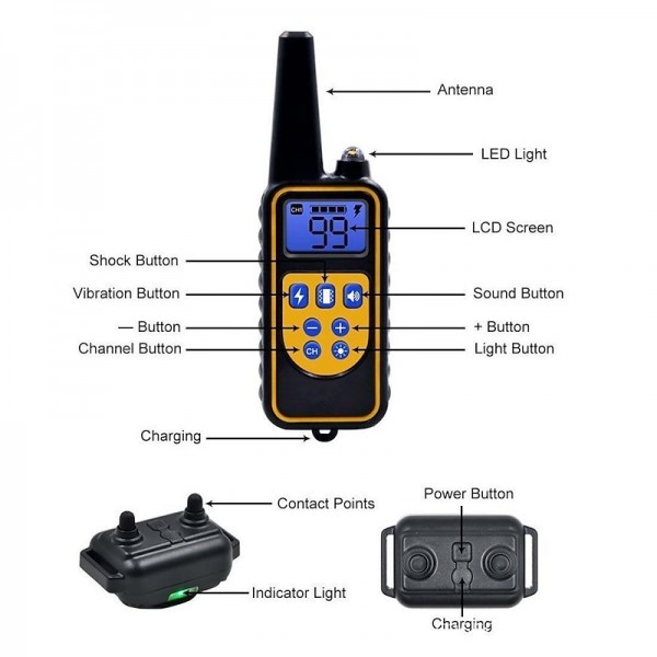 Dog Collar Anti Bark Electric Remote Control Shock / Vibration Remote Controlled Sound Vibration 2 in 1 Classic Black Dog Collar Anti Bark Electric Remote Control Shock / Vibration Remote Controlled Sound Vibration 2 in 1 Classic Black