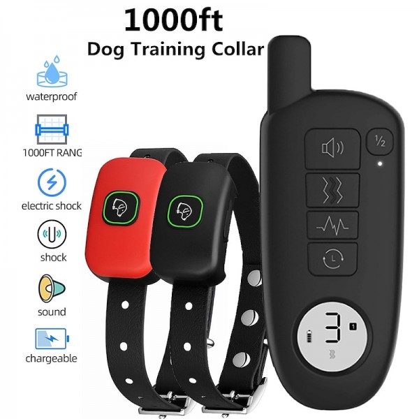 Dog Training With 2 Collar Pet Dog Shock With Remote 1000ft Range Electric Collars for Pet Waterproof Dog Training Collar for Small Medium Large Dogs Dog Training With 2 Collar Pet Dog Shock With Remote 1000ft Range Electric Collars for Pet Waterproof Dog Training Collar for Small Medium Large Dogs