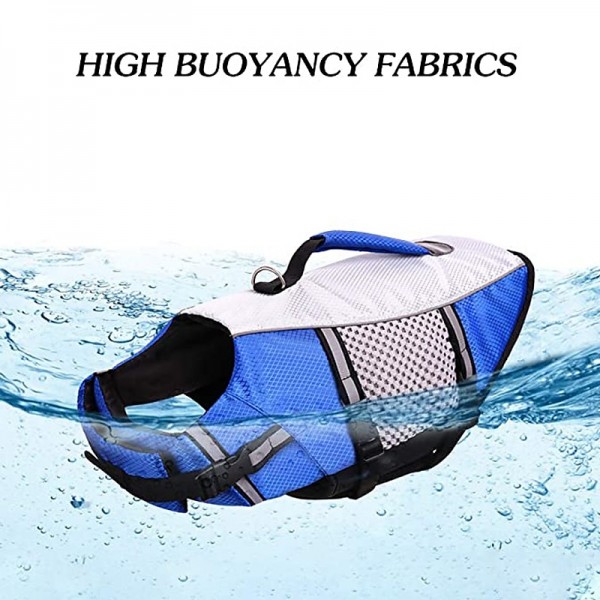 Dog Life Jacket Swimming Vest Lightweight High Reflective Pet Lifesaver with Lift Handle, Leash Ring Dog Life Jacket Swimming Vest Lightweight High Reflective Pet Lifesaver with Lift Handle, Leash Ring