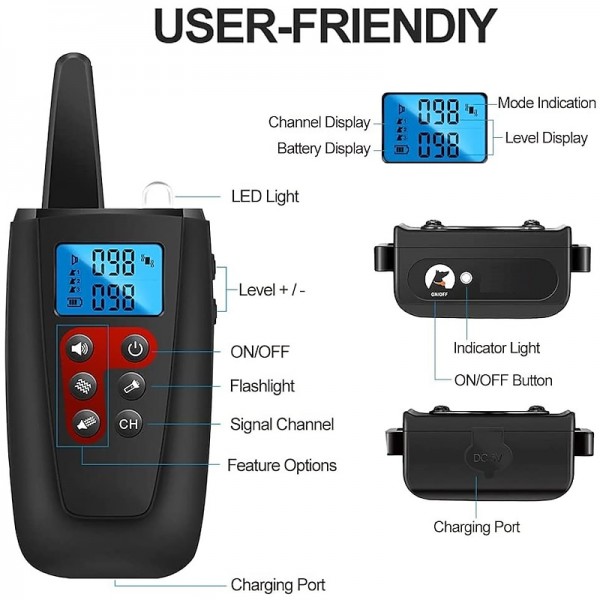 No Shock Dog Training Collar 3300ft Range Beep Vibrating Pet Trainer IPX7 Waterproof Rechargeable Pet Training Collar No Prongs Sound and Vibration Collar No Shock Dog Training Collar 3300ft Range Beep Vibrating Pet Trainer IPX7 Waterproof Rechargeable Pet Training Collar No Prongs Sound and Vibration Collar