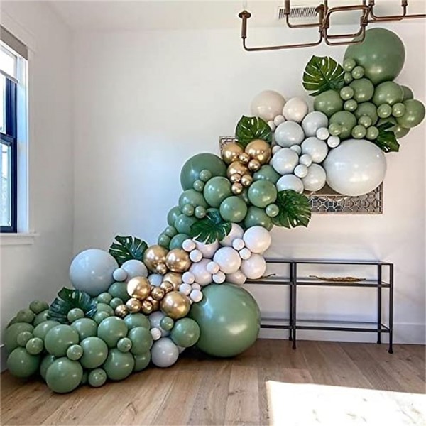 Balloon Garland Arch Kit - Avocado Green Balloon with Blush Balloons Gold Balloons and Macaron Gray Balloons for Wedding Birthday Party Baby Shower Party Background Decoration