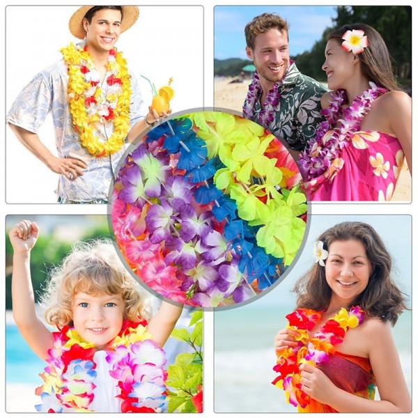 50pcs Hawaiian Leis Necklace Tropical Luau Hawaii Silk Flower Lei Theme Party Favors Wreaths Headbands Holiday Wedding Beach Birthday Decorations 50pcs Hawaiian Leis Necklace Tropical Luau Hawaii Silk Flower Lei Theme Party Favors Wreaths Headbands Holiday Wedding Beach Birthday Decorations