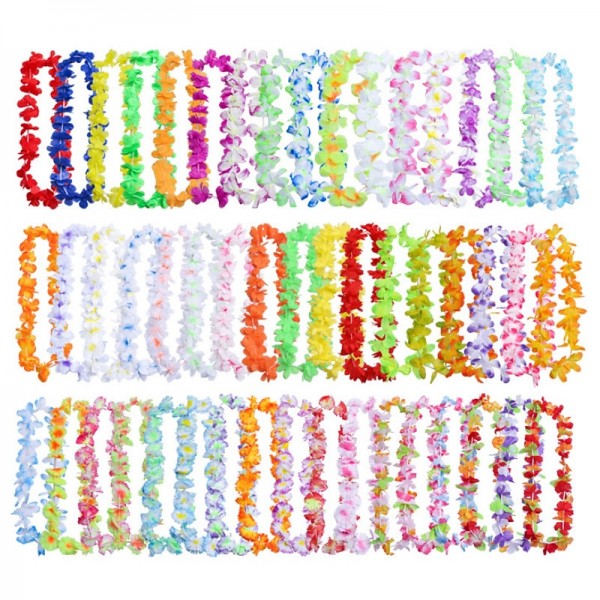50pcs Hawaiian Leis Necklace Tropical Luau Hawaii Silk Flower Lei Theme Party Favors Wreaths Headbands Holiday Wedding Beach Birthday Decorations 50pcs Hawaiian Leis Necklace Tropical Luau Hawaii Silk Flower Lei Theme Party Favors Wreaths Headbands Holiday Wedding Beach Birthday Decorations