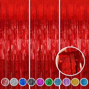 Foil Fringe Metallic Curtain Foil Fringe Curtains Party Decorations - Melsan 5 Pack 3.2 x 6.5 ft Tinsel Curtain Party Photo Backdrop for Birthday Party Baby Shower or Graduation Decorations Green