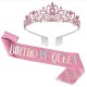 Birthday Crown &amp; Birthday Girl Sash Set, Rhinestone Tiaras and Crowns for Women Girls Gold Tiara Birthday Gold Sash Princess Tiaras Queen Crowns for Birthday Party Photoshoot