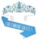 Birthday Crown &amp; Birthday Girl Sash Set, Rhinestone Tiaras and Crowns for Women Girls Gold Tiara Birthday Gold Sash Princess Tiaras Queen Crowns for Birthday Party Photoshoot