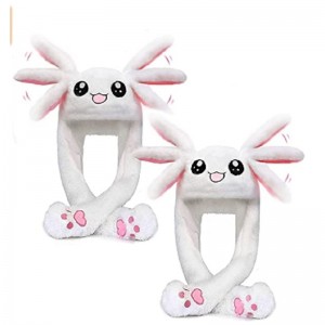 Glowing Plush Ear Moving Jumping Rabbit Hat Funny Glowing Ear Moving Bunny Hat Cosplay Festival Party Hat 5-18 Years and Adult