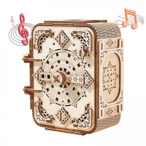 3D Wooden Puzzle Secret Code Storage Box Password Music Case DIY Home Decoration Laser-Cut Mechanical Model Stunning Gifts for Adults and Teens (Secret Box)
