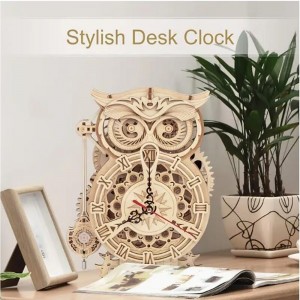 3D Wooden Puzzle For Adults Owl Clock Model Kit Desk Clock Home Decor Unique Gift For Kids On Birthday/Festival Day
