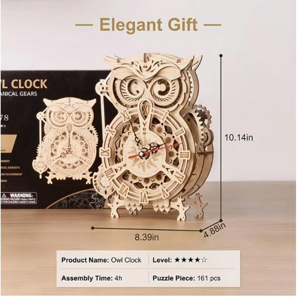 3D Wooden Puzzle For Adults Owl Clock Model Kit Desk Clock Home Decor Unique Gift For Kids On Birthday/Festival Day 3D Wooden Puzzle For Adults Owl Clock Model Kit Desk Clock Home Decor Unique Gift For Kids On Birthday/Festival Day
