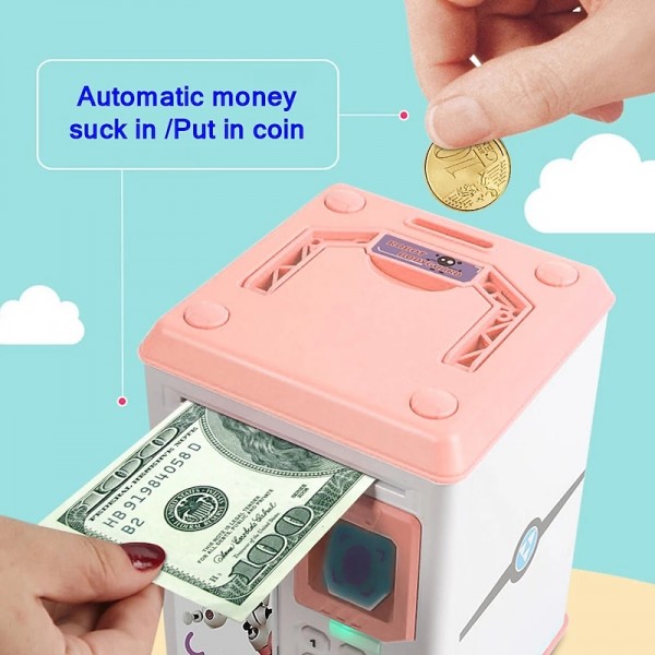 ATM Piggy Bank for Boys Girls, Mini ATM Coin Bank Money Saving Box with Password, Kids Safe Money Jar for Adults with Auto Grab Bill Slot, Great Gift Toy Bank for Kids ATM Piggy Bank for Boys Girls, Mini ATM Coin Bank Money Saving Box with Password, Kids Safe Money Jar for Adults with Auto Grab Bill Slot, Great Gift Toy Bank for Kids