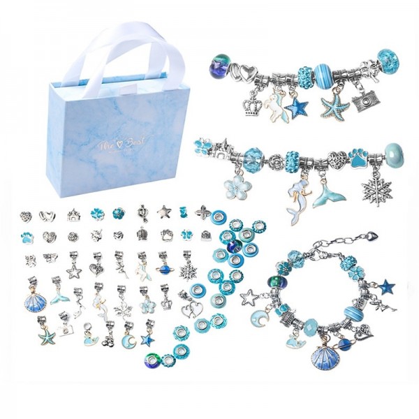 Diy Ocean Blue Crystal Bracelet Children's Suit Vintage Bracelet Exquisite Jewelry Gift Box Diy Ocean Blue Crystal Bracelet Children's Suit Vintage Bracelet Exquisite Jewelry Gift Box