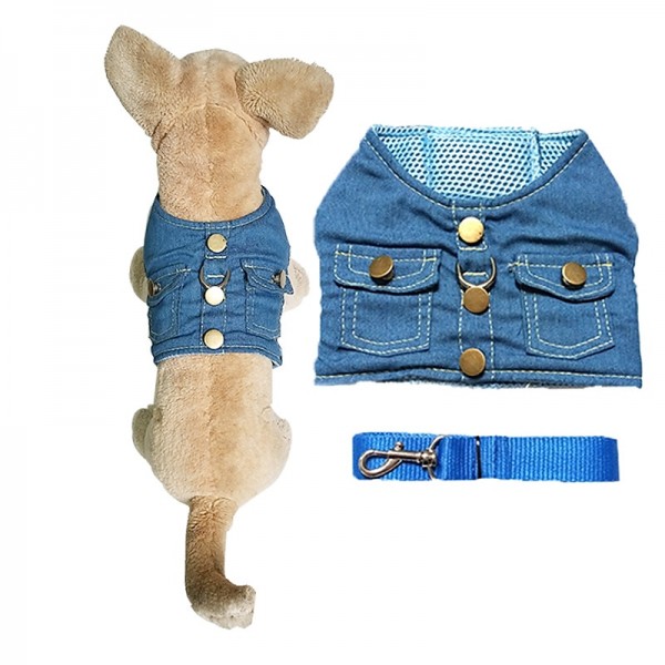 Dog Cat Leash Denim Jacket / Jeans Jacket Solid Colored Stylish Ordinary Casual Daily Outdoor Casual Daily Dog Clothes Puppy Clothes Dog Outfits Soft Dark Blue Light Blue Costume for Girl and Boy Dog Dog Cat Leash Denim Jacket / Jeans Jacket Solid Colored Stylish Ordinary Casual Daily Outdoor Casual Daily Dog Clothes Puppy Clothes Dog Outfits Soft Dark Blue Light Blue Costume for Girl and Boy Dog