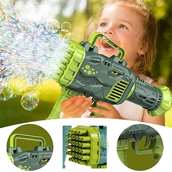 32-Hole Bubble Gun Dinosaur Bubble Maker Machine with Light Funny Electric Automatic Bubble Maker Outdoor Party Toy Kids Gift 32-Hole Bubble Gun Dinosaur Bubble Maker Machine with Light Funny Electric Automatic Bubble Maker Outdoor Party Toy Kids Gift