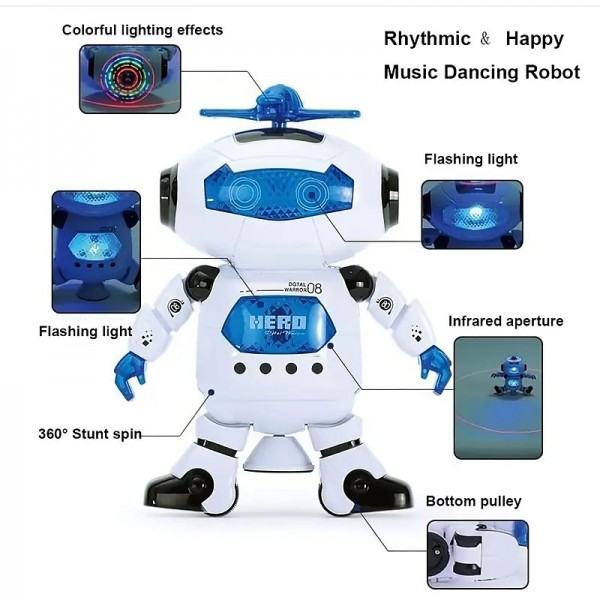 Musical Walking Dancing Robot Toy For Kids Flashing Lights 360 Body Spinning Toddlers Boys Girls Fun Toy Figure (Model 1) Musical Walking Dancing Robot Toy For Kids Flashing Lights 360 Body Spinning Toddlers Boys Girls Fun Toy Figure (Model 1)
