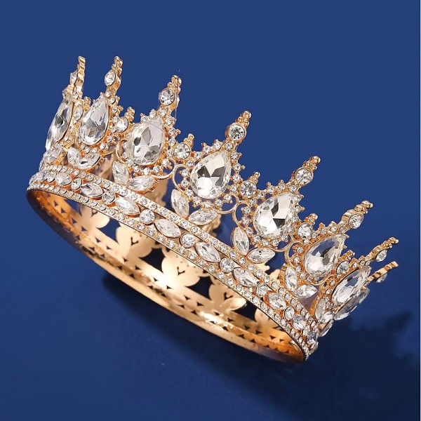 Bridal Crown Wedding Dress Headdress Birthday Adults' Ceremony Versatile Rhinestone Hair Band Luxury Round Crown Bridal Crown Wedding Dress Headdress Birthday Adults' Ceremony Versatile Rhinestone Hair Band Luxury Round Crown