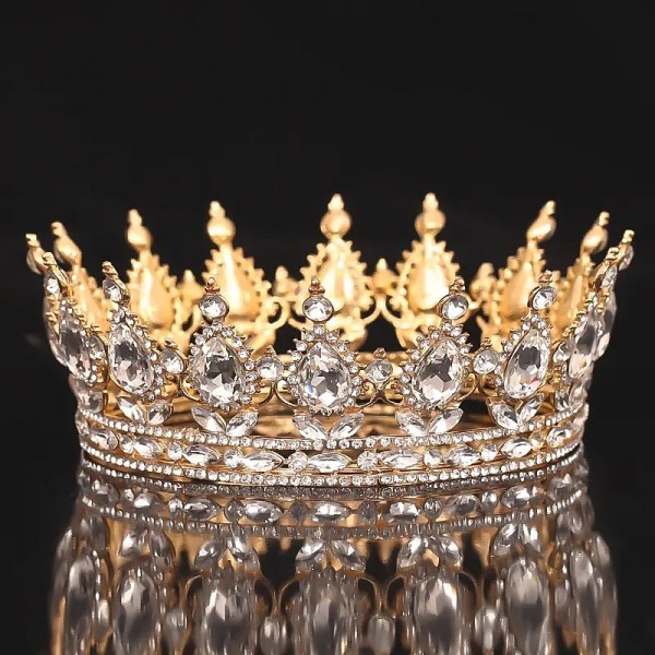 Bridal Crown Wedding Dress Headdress Birthday Adults' Ceremony Versatile Rhinestone Hair Band Luxury Round Crown Bridal Crown Wedding Dress Headdress Birthday Adults' Ceremony Versatile Rhinestone Hair Band Luxury Round Crown