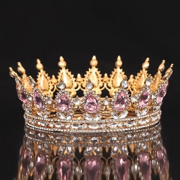 Bridal Crown Wedding Dress Headdress Birthday Adults' Ceremony Versatile Rhinestone Hair Band Luxury Round Crown Bridal Crown Wedding Dress Headdress Birthday Adults' Ceremony Versatile Rhinestone Hair Band Luxury Round Crown