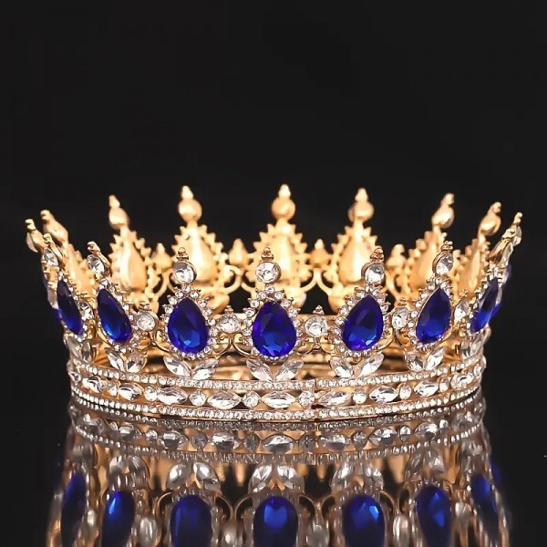 Bridal Crown Wedding Dress Headdress Birthday Adults' Ceremony Versatile Rhinestone Hair Band Luxury Round Crown Bridal Crown Wedding Dress Headdress Birthday Adults' Ceremony Versatile Rhinestone Hair Band Luxury Round Crown