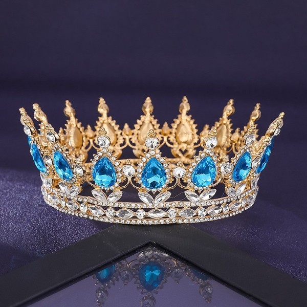 Bridal Crown Wedding Dress Headdress Birthday Adults' Ceremony Versatile Rhinestone Hair Band Luxury Round Crown Bridal Crown Wedding Dress Headdress Birthday Adults' Ceremony Versatile Rhinestone Hair Band Luxury Round Crown