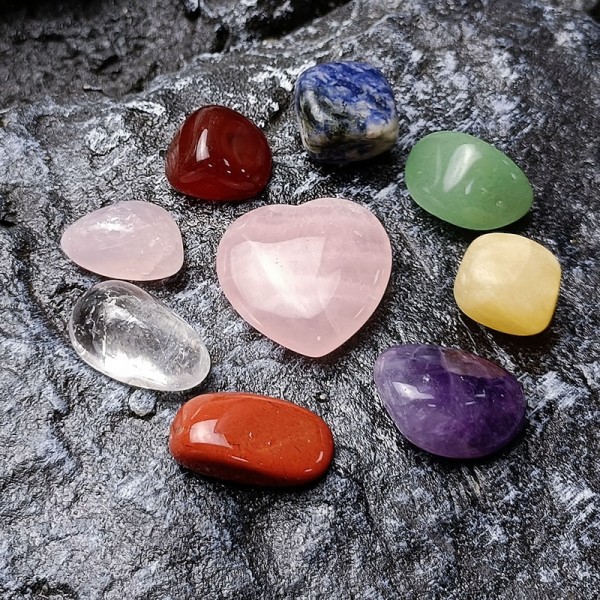 Healing Crystals,Natural Crystal Jade Seven Colored Stone Combination Set Pink Crystal Love Hexagonal Column Pendant With Multi Color Matching Gift BoxHealing Stone Healing Crystals,Natural Crystal Jade Seven Colored Stone Combination Set Pink Crystal Love Hexagonal Column Pendant With Multi Color Matching Gift BoxHealing Stone