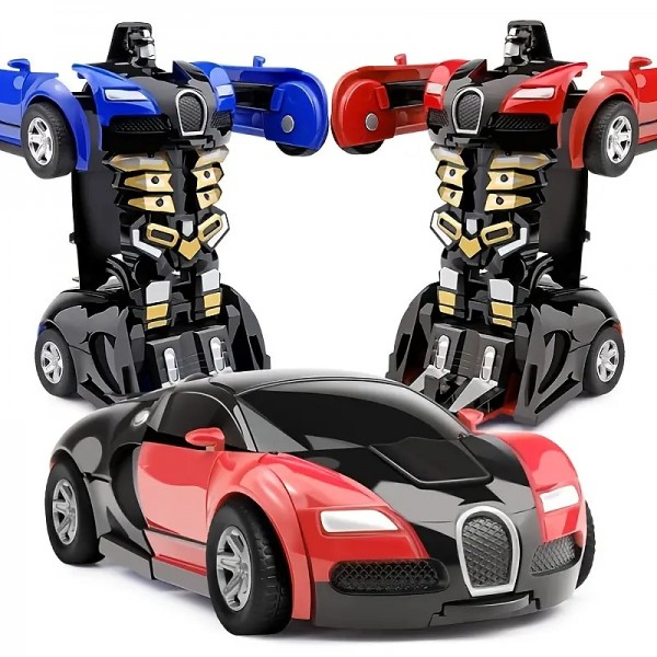One Button Deformation Toy Car Inertial Collision Automatic Conversion Robot For Children