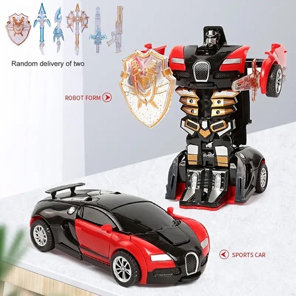 One Button Deformation Toy Car Inertial Collision Automatic Conversion Robot For Children