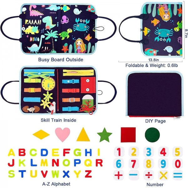 Montessori Toys Montessori Busy Board,Montessori Education Felt Busy Board Children's Educational Learning Board Multi-Page Folder Montessori Toys Montessori Busy Board,Montessori Education Felt Busy Board Children's Educational Learning Board Multi-Page Folder