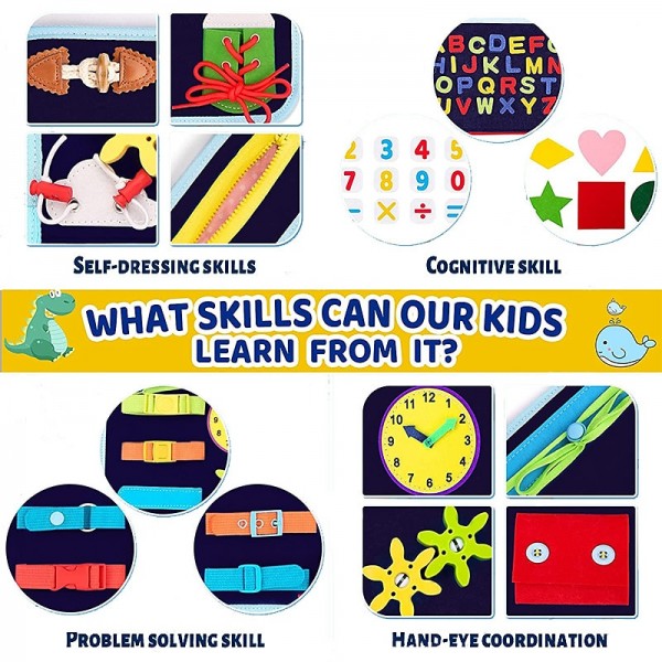 Montessori Toys Felt Busy Board Bag Early Education Puzzle Learning Board Montessori Training For Young ChildrenTeaching Aids Montessori Toys Felt Busy Board Bag Early Education Puzzle Learning Board Montessori Training For Young ChildrenTeaching Aids