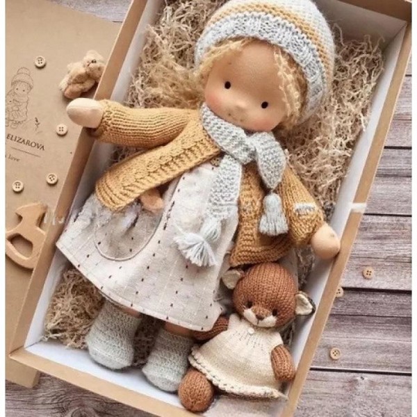 Cotton Body Waldorf Doll Doll Artist Handmade Mini Dress-Up Doll Diy Halloween Gift Box Packaging Blessing(excluding small animal accessories) Cotton Body Waldorf Doll Doll Artist Handmade Mini Dress-Up Doll Diy Halloween Gift Box Packaging Blessing(excluding small animal accessories)
