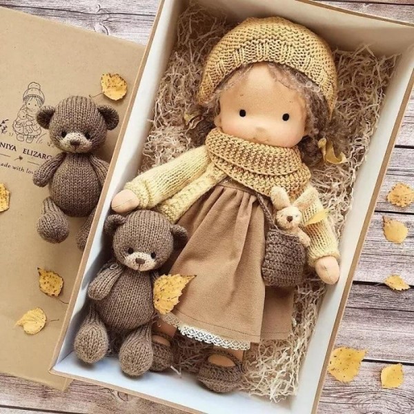 Cotton Body Waldorf Doll Doll Artist Handmade Mini Dress-Up Doll Diy Halloween Gift Box Packaging Blessing(excluding small animal accessories) Cotton Body Waldorf Doll Doll Artist Handmade Mini Dress-Up Doll Diy Halloween Gift Box Packaging Blessing(excluding small animal accessories)