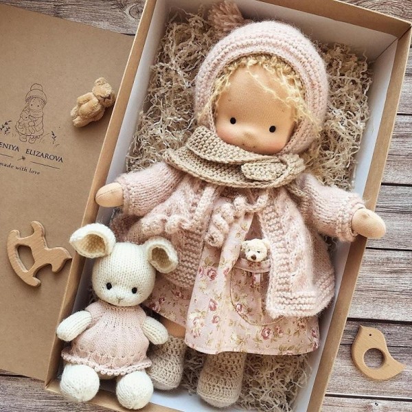 Cotton Body Waldorf Doll Doll Artist Handmade Mini Dress-Up Doll Diy Halloween Gift Box Packaging Blessing(excluding small animal accessories) Cotton Body Waldorf Doll Doll Artist Handmade Mini Dress-Up Doll Diy Halloween Gift Box Packaging Blessing(excluding small animal accessories)