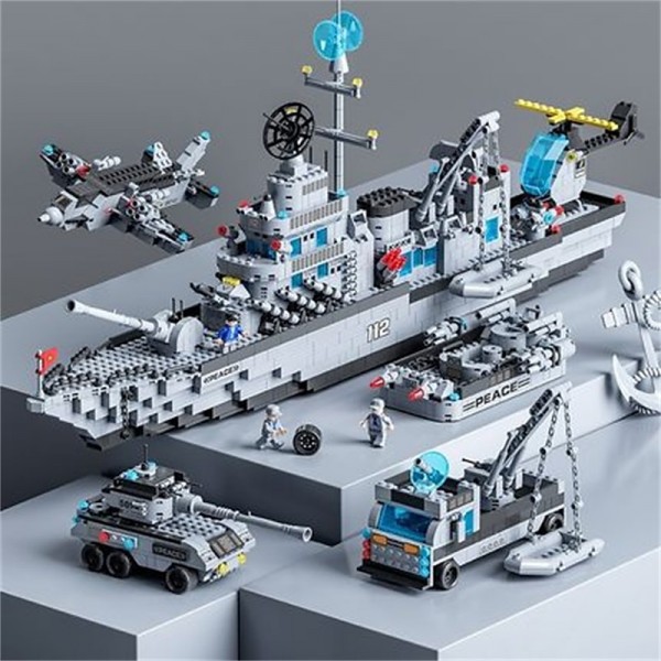 Compatible With Military Aircraft Carrier Destroyer Small Particle Puzzle Assembly Children's Toy Building Block Gift Box Compatible With Military Aircraft Carrier Destroyer Small Particle Puzzle Assembly Children's Toy Building Block Gift Box