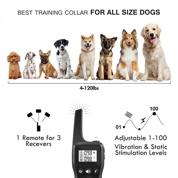 Dog training collar three training modes beep vibration electric shock 3600Ft Control Range suitable for large medium and small dogs IPX7 Waterproof comes with a flashlight Dog training collar three training modes beep vibration electric shock 3600Ft Control Range suitable for large medium and small dogs IPX7 Waterproof comes with a flashlight