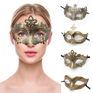 Halloween Ball Party Mask Retro Prince Flat Head Mask Antique Bronze Half Face Mask Black Decorative Men&#039;s and Women&#039;s