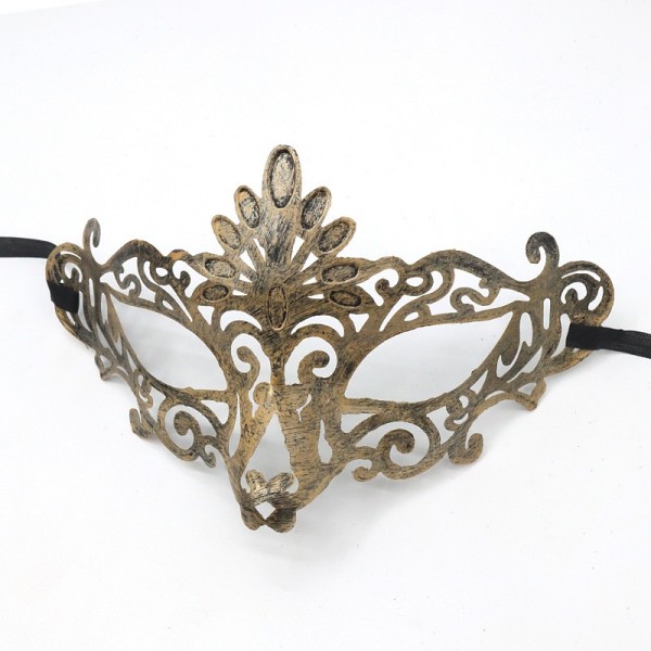 Halloween Ball Party Mask Retro Prince Flat Head Mask Antique Bronze Half Face Mask Black Decorative Men's and Women's Halloween Ball Party Mask Retro Prince Flat Head Mask Antique Bronze Half Face Mask Black Decorative Men's and Women's