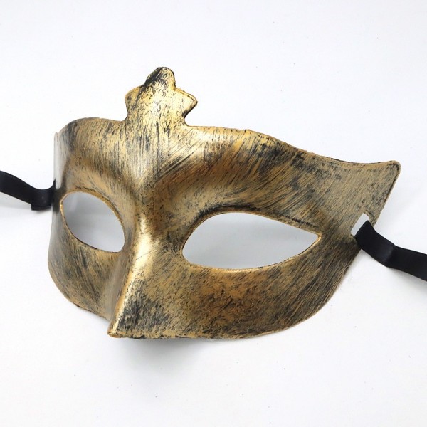 Halloween Ball Party Mask Retro Prince Flat Head Mask Antique Bronze Half Face Mask Black Decorative Men's and Women's Halloween Ball Party Mask Retro Prince Flat Head Mask Antique Bronze Half Face Mask Black Decorative Men's and Women's